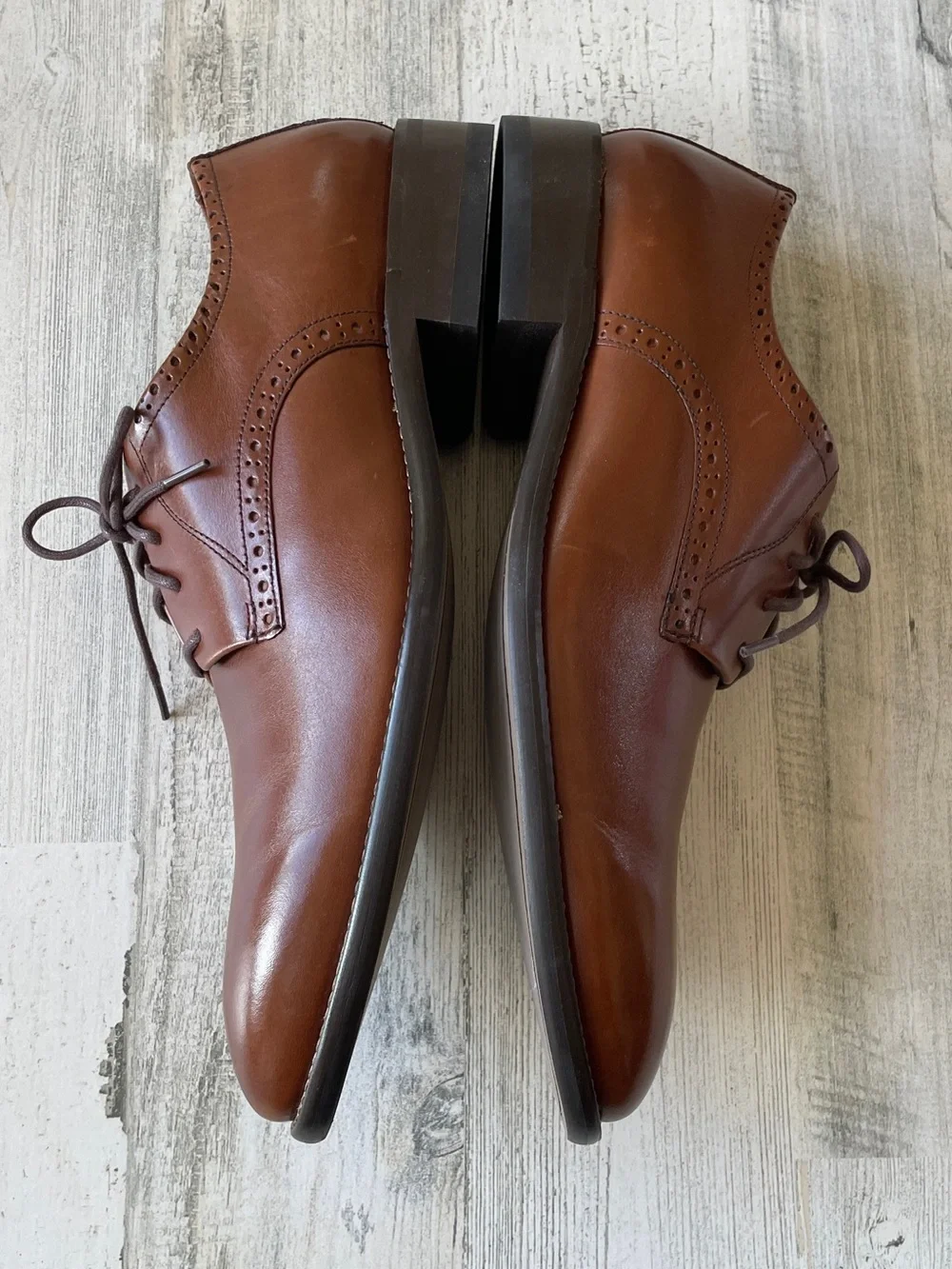 Johnston & Murphy Chestnut Brown Leather Lace-Up Oxfords 9M With Box